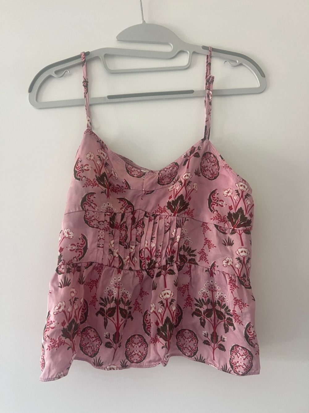 Anthropologie Pink Floral Spaghetti Strap Cami